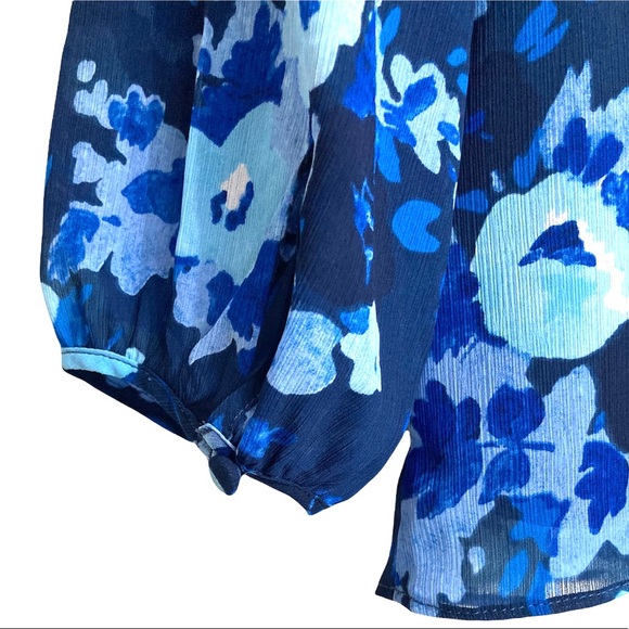 SM•NWT•J.CREW•RUFFLE V-NECK WATERCOLOUR BEGONIAS BLOUSE• - Picture 6 of 10